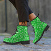 Green Paisley Bandana Print Leather Boots-grizzshop