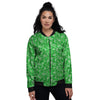 Green Paisley Bandana Print Women's Bomber Jacket-grizzshop