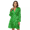 Green Paisley Bandana Print Women's Robe-grizzshop