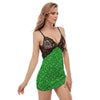 Green Paisley Bandana Print Women's Sexy Night Dress-grizzshop