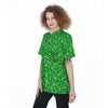 Green Paisley Bandana Print Women's Short Sleeve Shirts-grizzshop