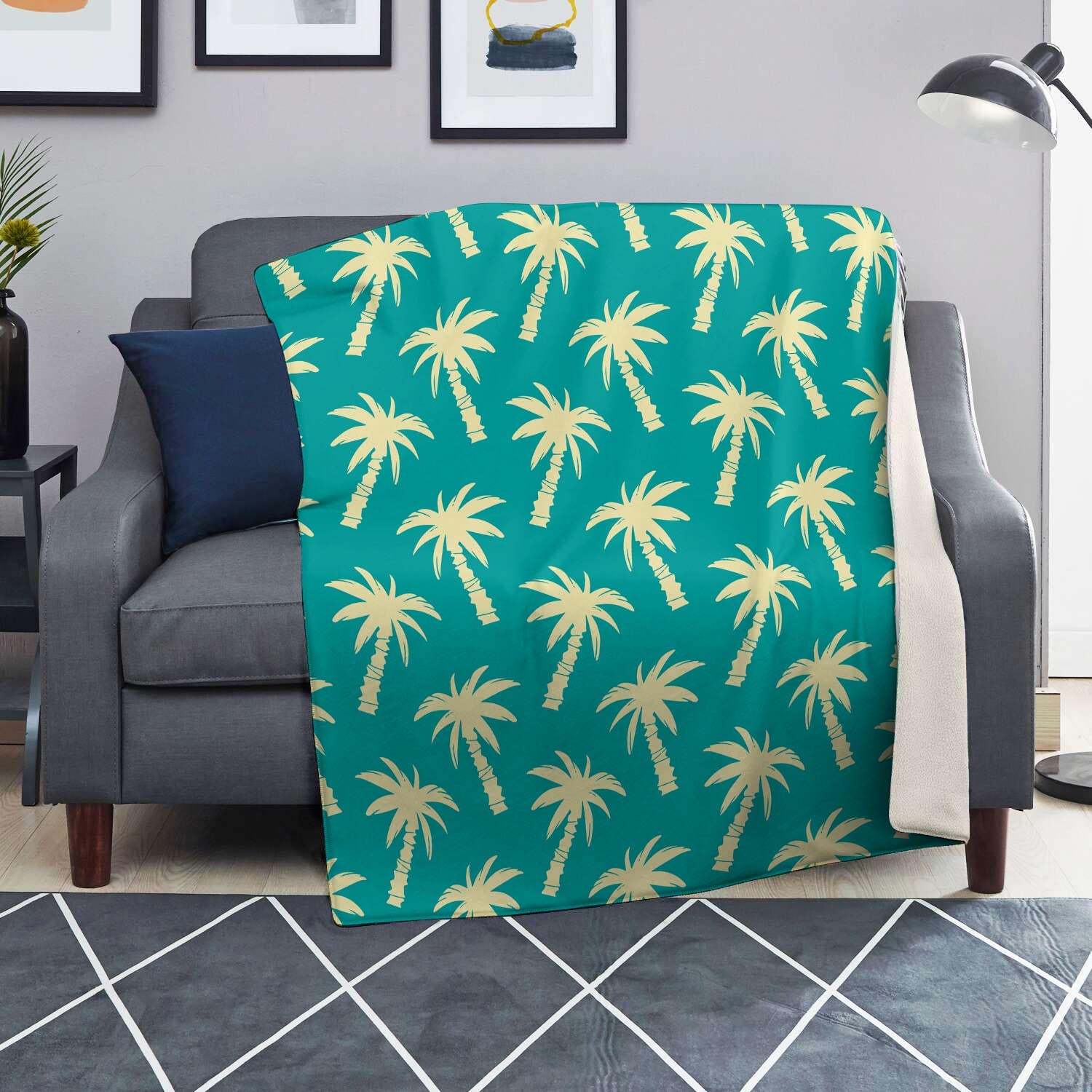 Green Palm Tree Hawaiin Print Blanket-grizzshop