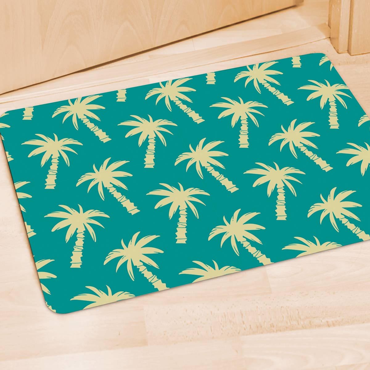 Green Palm Tree Hawaiin Print Door Mat-grizzshop