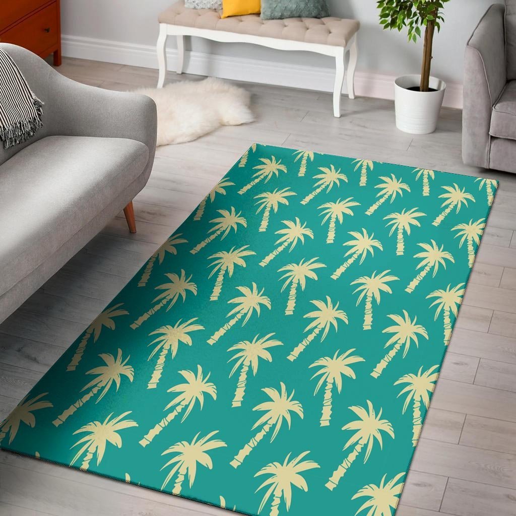 Green Palm Tree Hawaiin Print Floor Mat-grizzshop