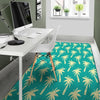 Green Palm Tree Hawaiin Print Floor Mat-grizzshop