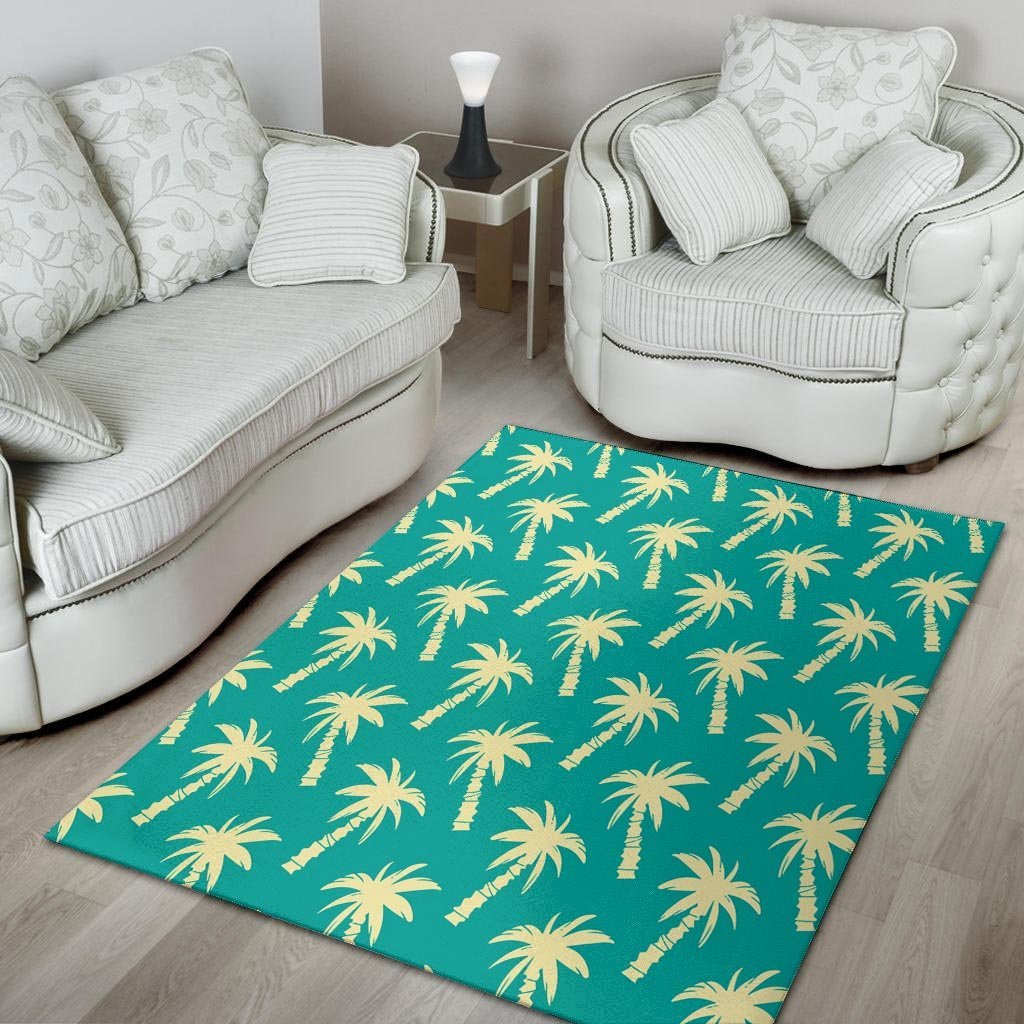 Green Palm Tree Hawaiin Print Floor Mat-grizzshop