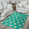 Green Palm Tree Hawaiin Print Floor Mat-grizzshop