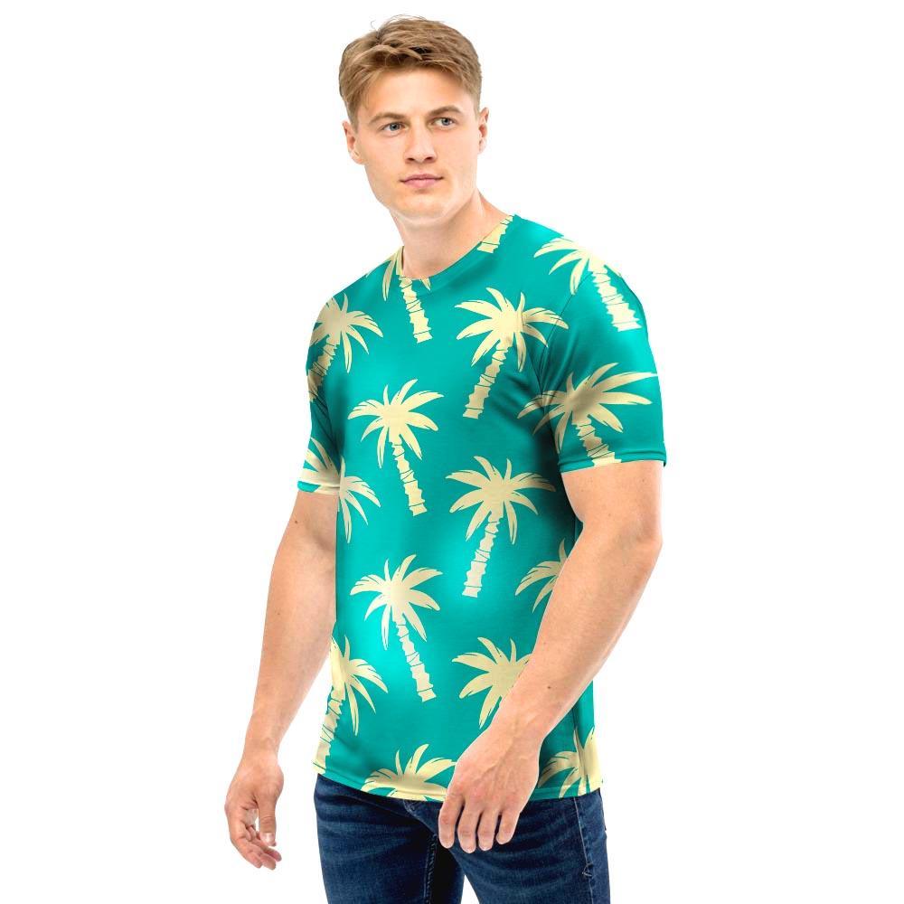 Green Palm Tree Hawaiin Print Men T Shirt-grizzshop