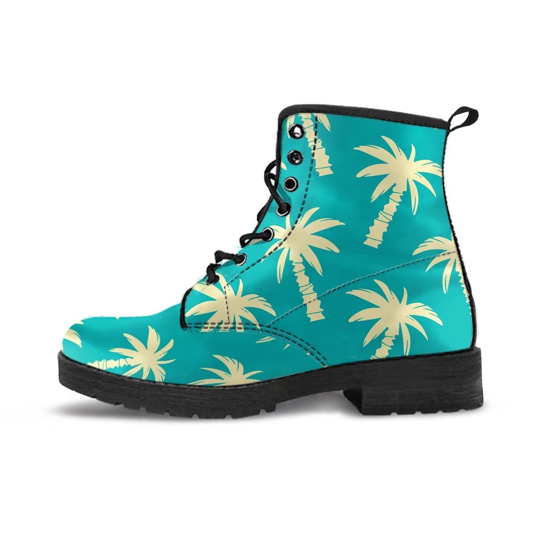 Green Palm Tree Hawaiin Print Men's Boots-grizzshop