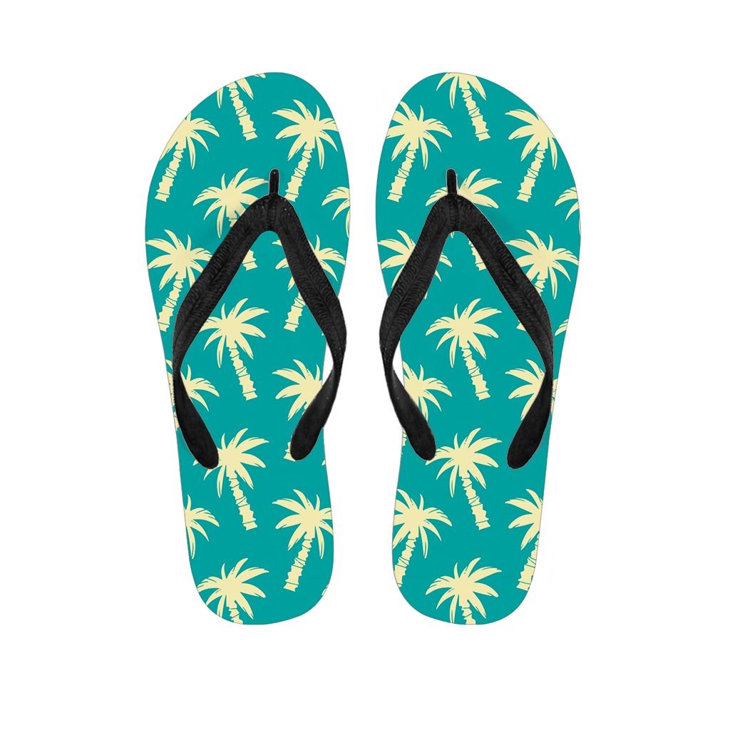 Green Palm Tree Hawaiin Print Men's Flip Flops-grizzshop