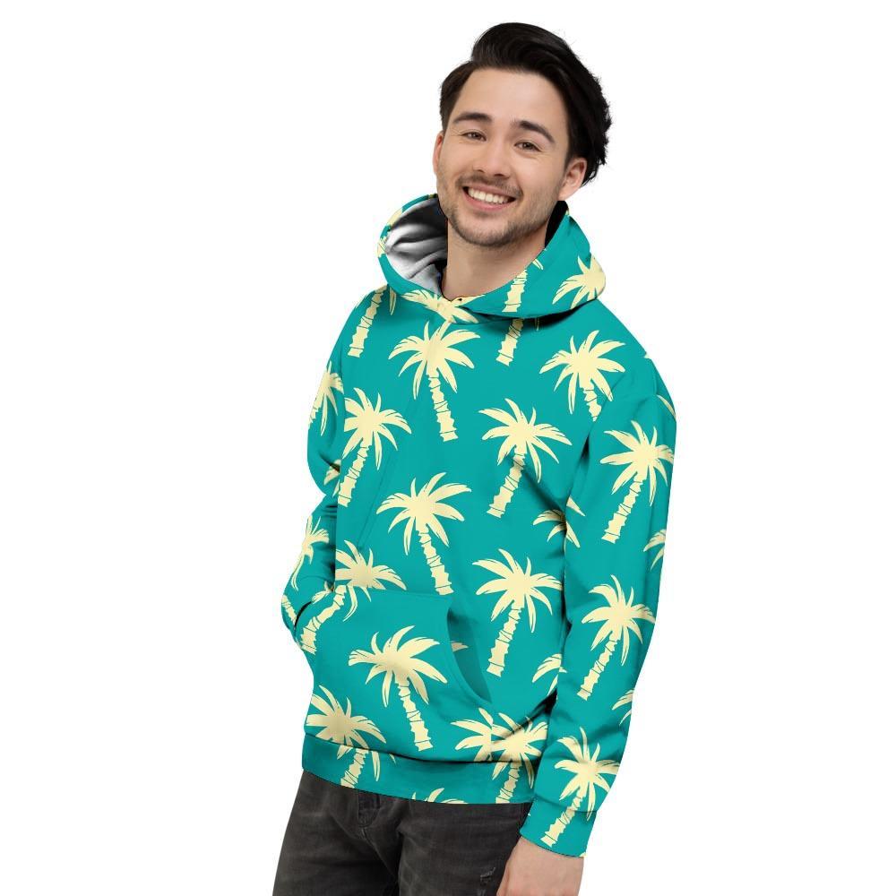 Green Palm Tree Hawaiin Print Men's Hoodie-grizzshop