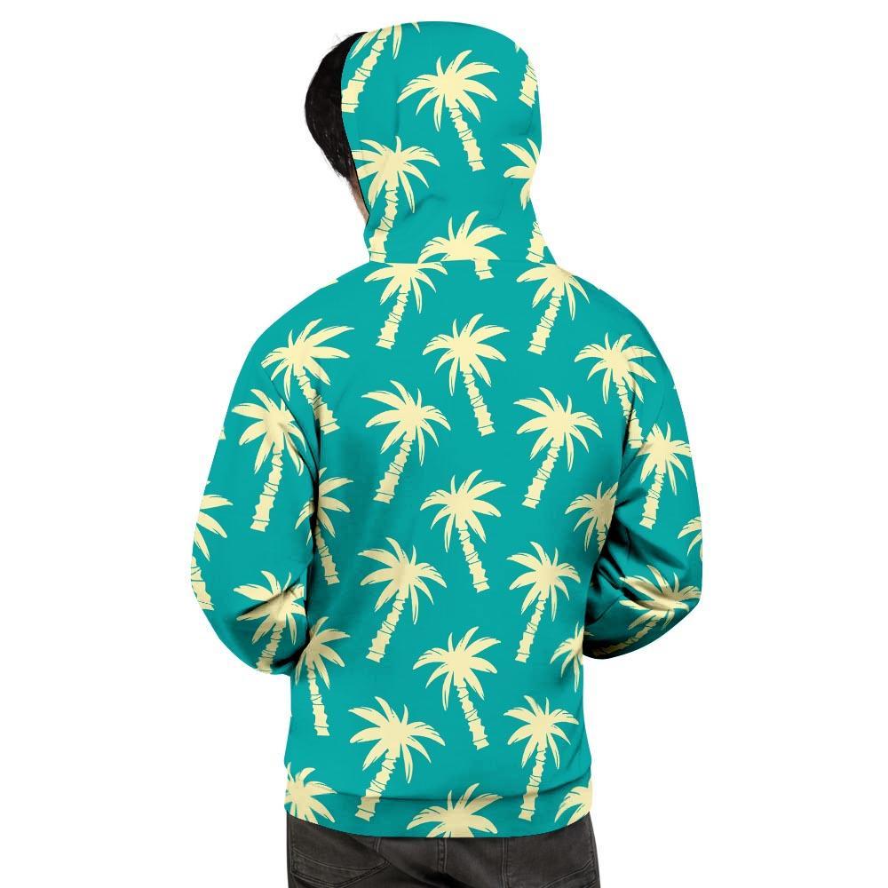 Green Palm Tree Hawaiin Print Men's Hoodie-grizzshop