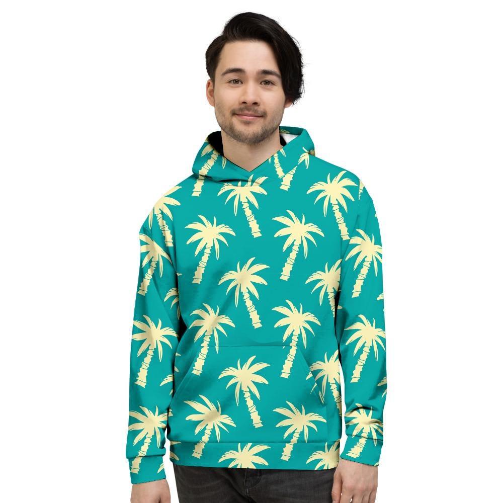 Green Palm Tree Hawaiin Print Men's Hoodie-grizzshop