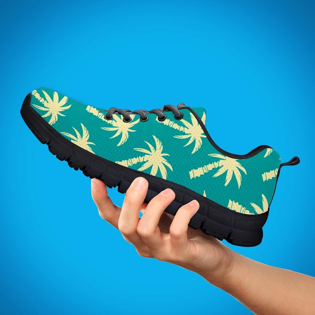 Green Palm Tree Hawaiin Print Men's Sneakers-grizzshop