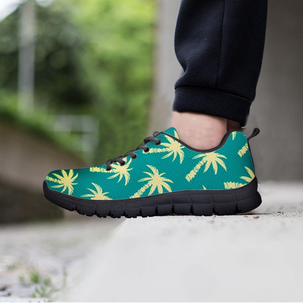 Green Palm Tree Hawaiin Print Men's Sneakers-grizzshop