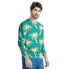 Green Palm Tree Hawaiin Print Men's Sweatshirt-grizzshop