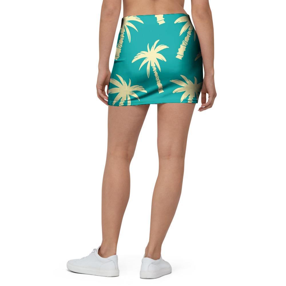 Green Palm Tree Hawaiin Print Mini Skirt-grizzshop