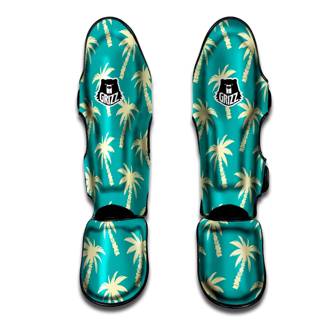 Green Palm Tree Hawaiin Print Muay Thai Shin Guard-grizzshop