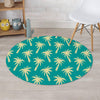 Green Palm Tree Hawaiin Print Round Rug-grizzshop