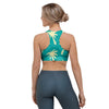 Green Palm Tree Hawaiin Print Sports Bra-grizzshop