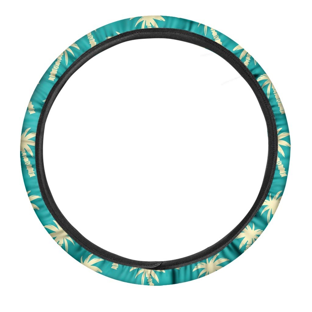 Green Palm Tree Hawaiin Print Steering Wheel Cover-grizzshop