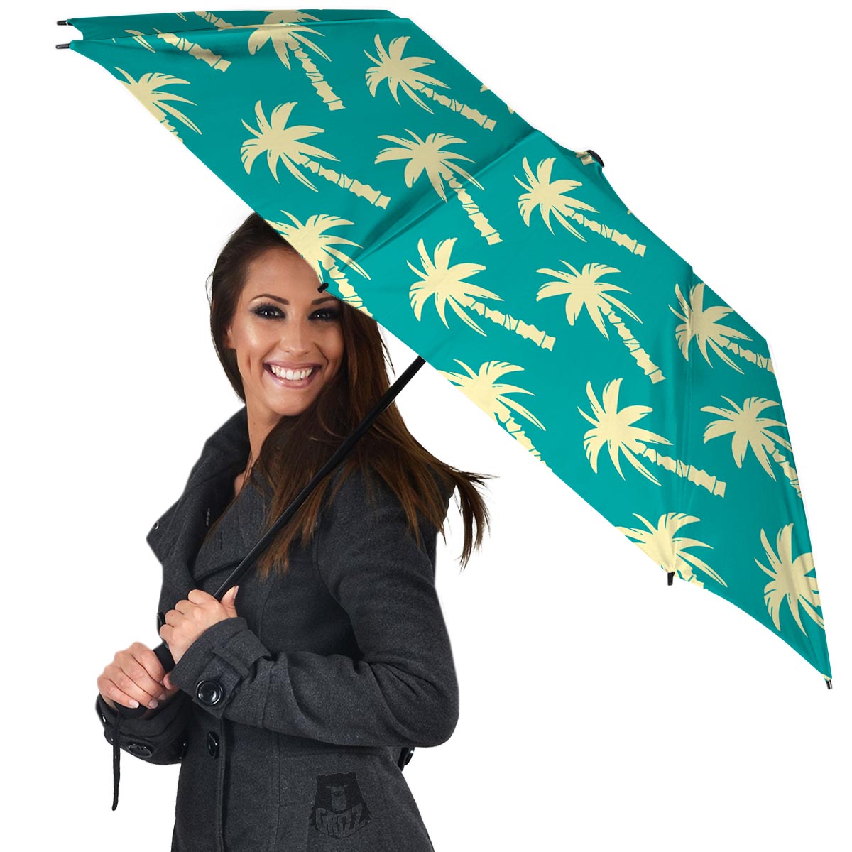 Green Palm Tree Hawaiin Print Umbrella-grizzshop