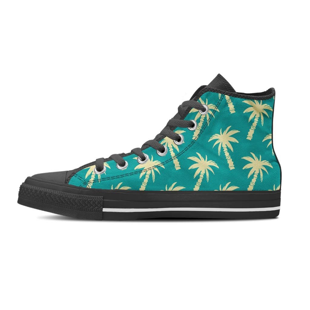 Green Palm Tree Hawaiin Print Women's High Top Shoes-grizzshop