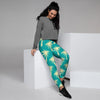 Green Palm Tree Hawaiin Print Women's Joggers-grizzshop