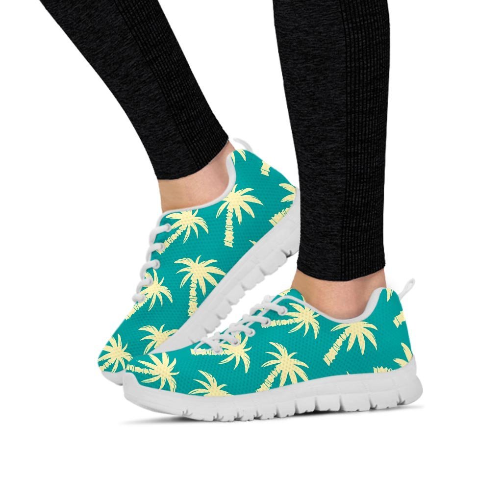 Green Palm Tree Hawaiin Print Women's Sneakers-grizzshop