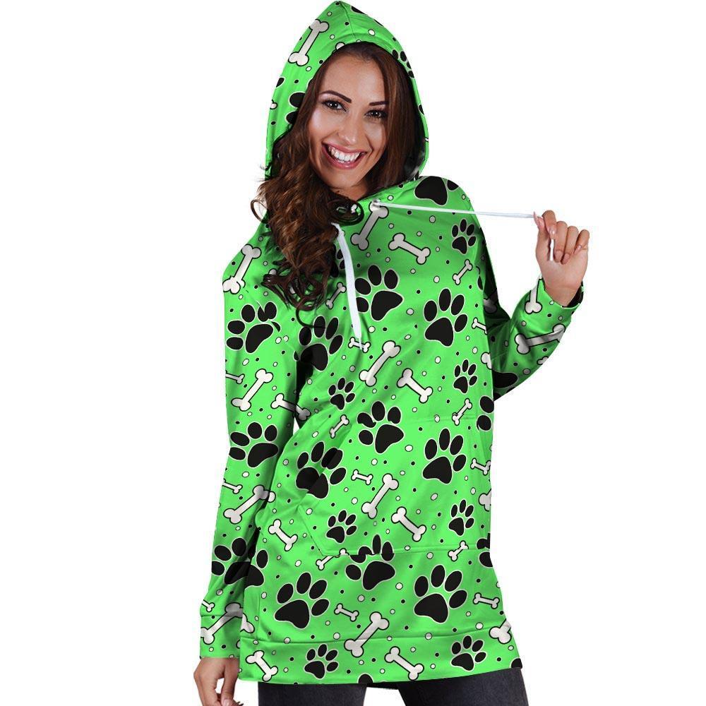 Green Paw Hoodie Dress-grizzshop