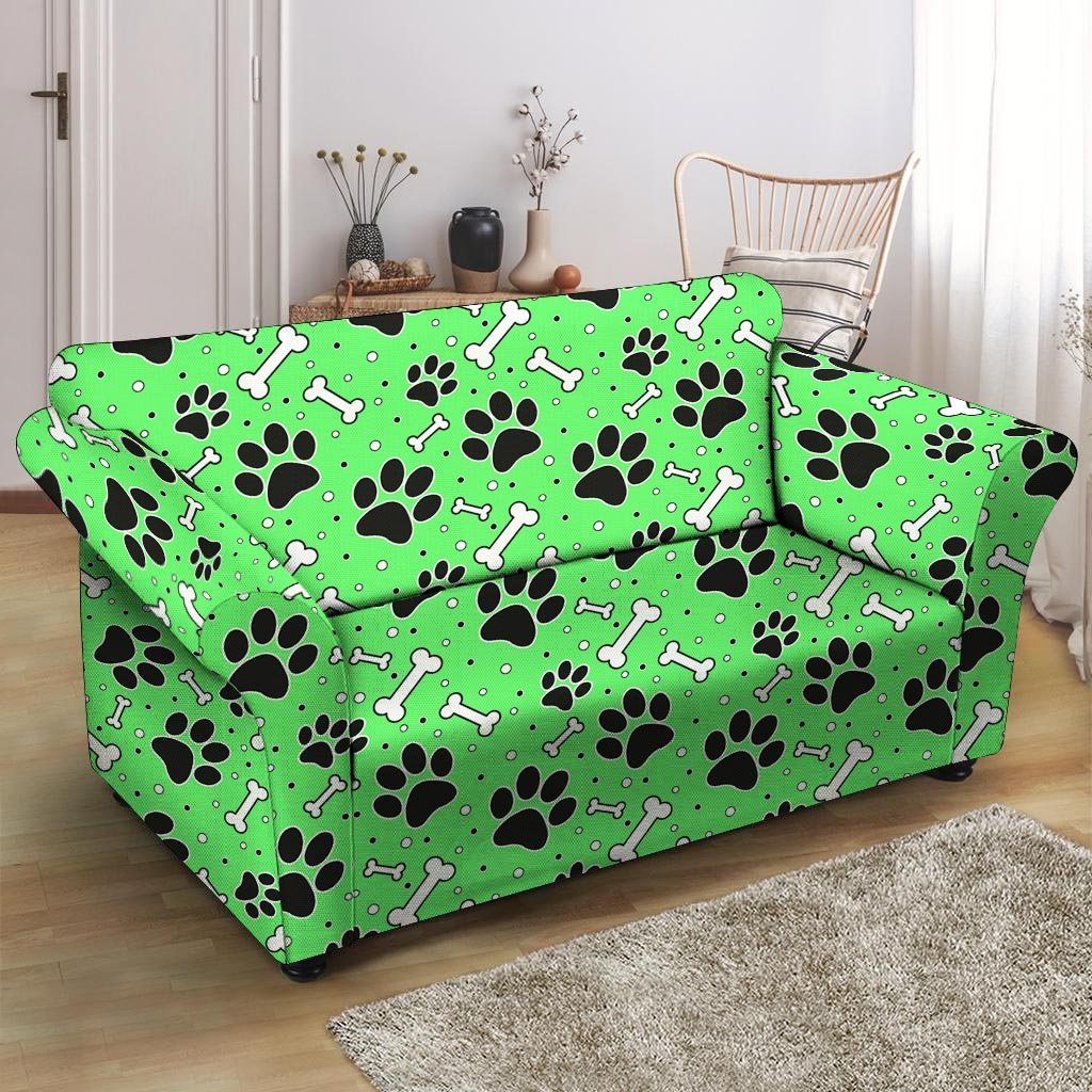 Green Paw Loveseat Cover-grizzshop