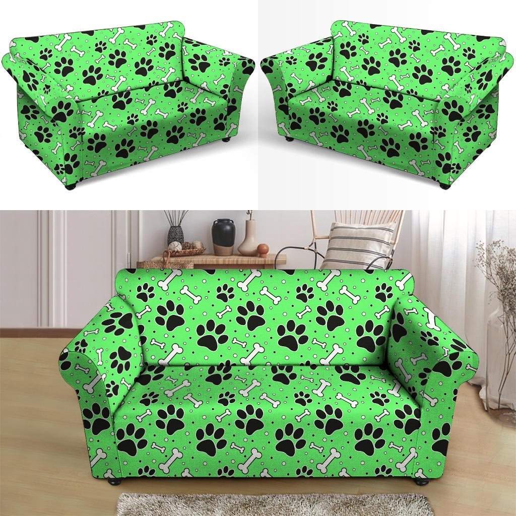 Green Paw Loveseat Cover-grizzshop