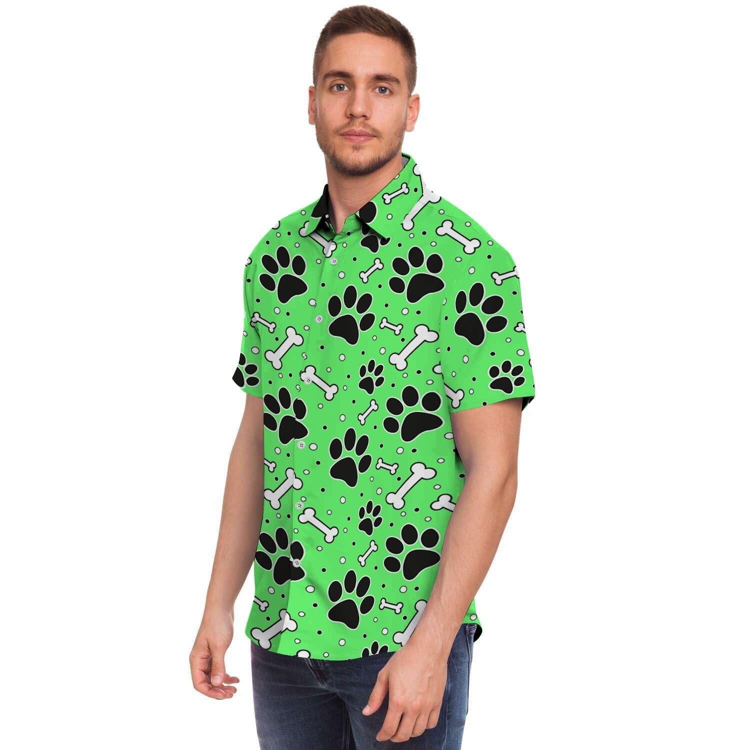 Green Paw Men's Short Sleeve Shirt-grizzshop