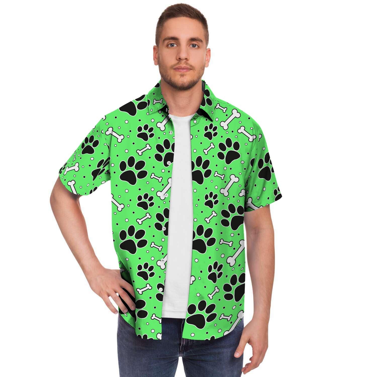 Green Paw Men's Short Sleeve Shirt-grizzshop