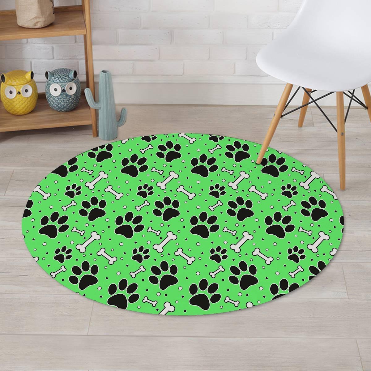 Green Paw Round Rug-grizzshop