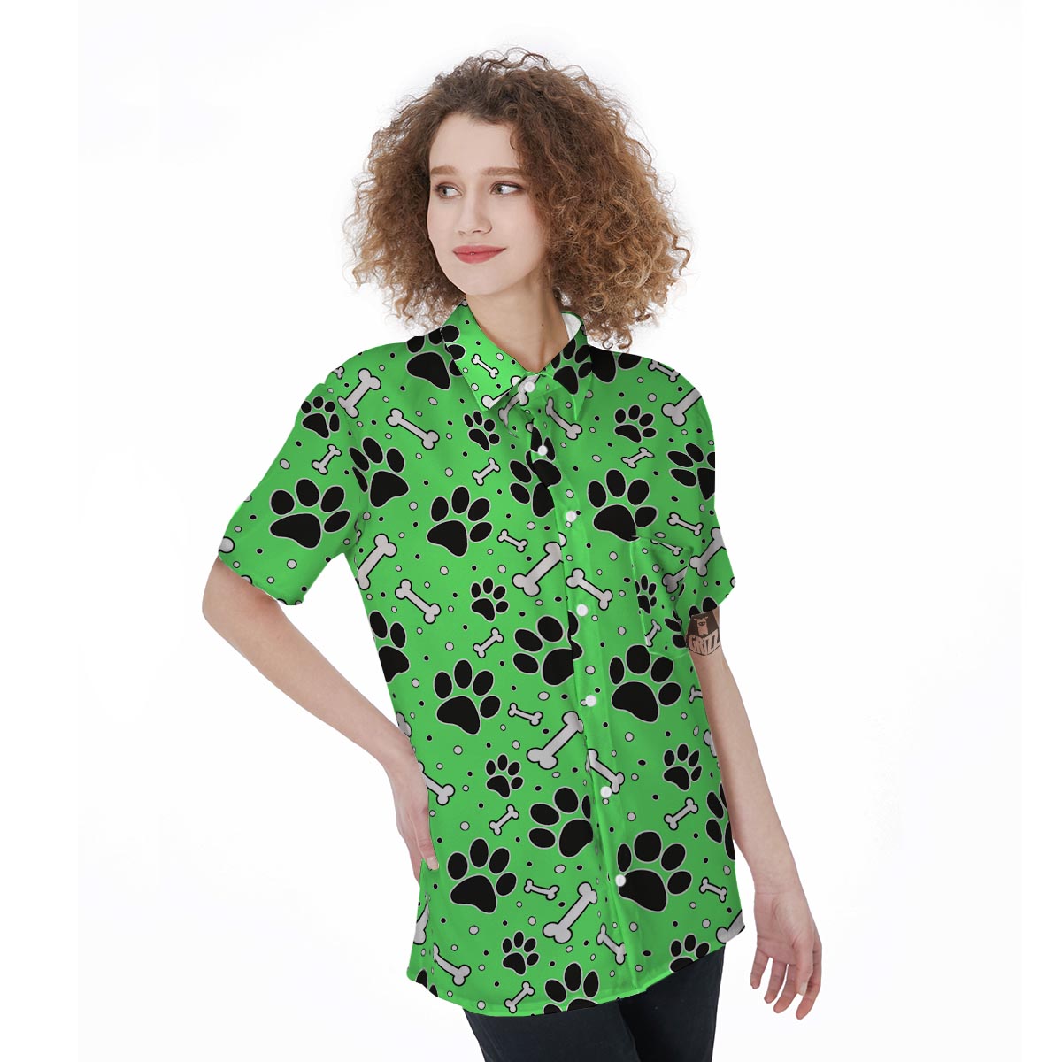 Green Paw Women's Short Sleeve Shirts-grizzshop