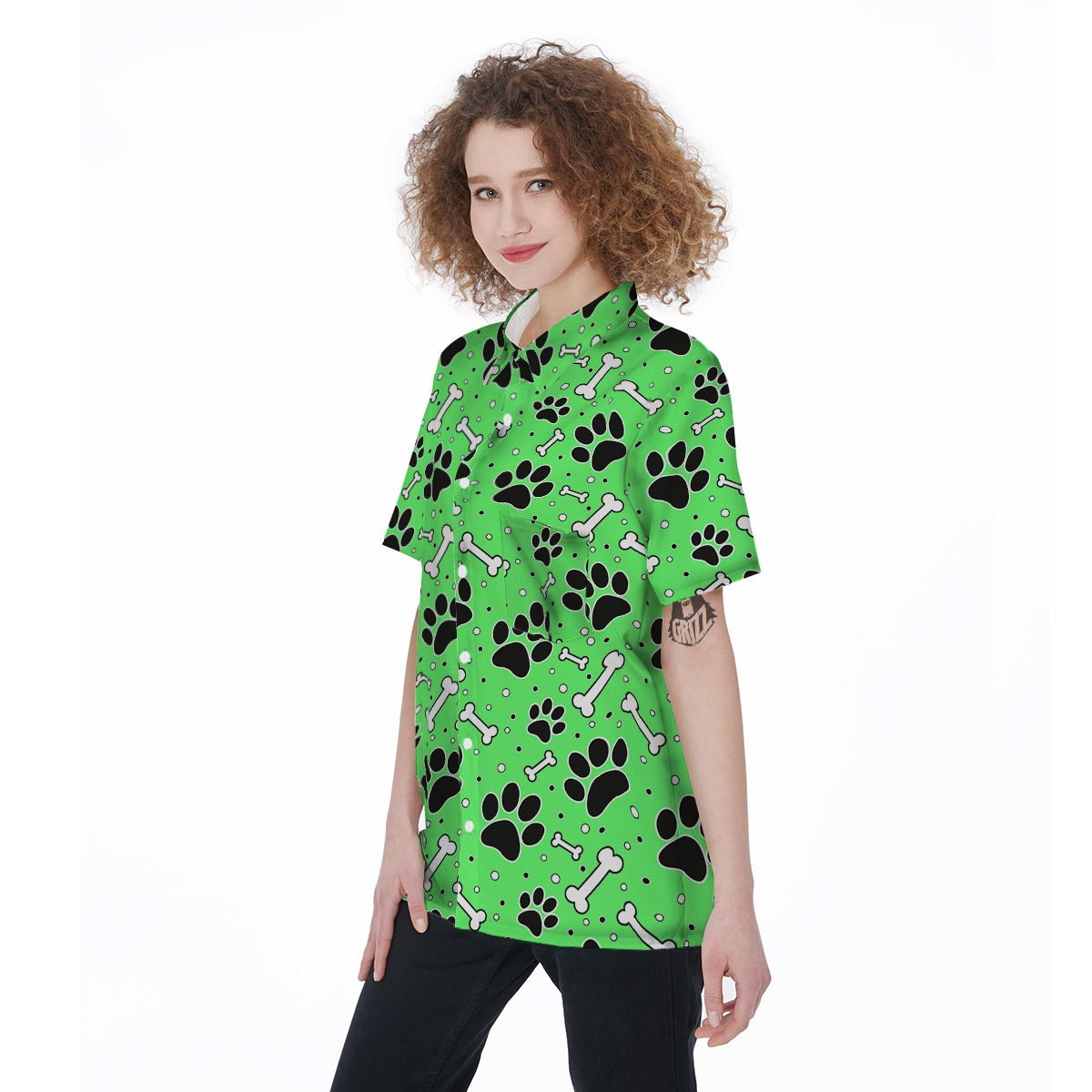 Green Paw Women's Short Sleeve Shirts-grizzshop