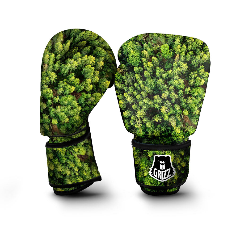 Green Pine Summer Forest Print Boxing Gloves-grizzshop