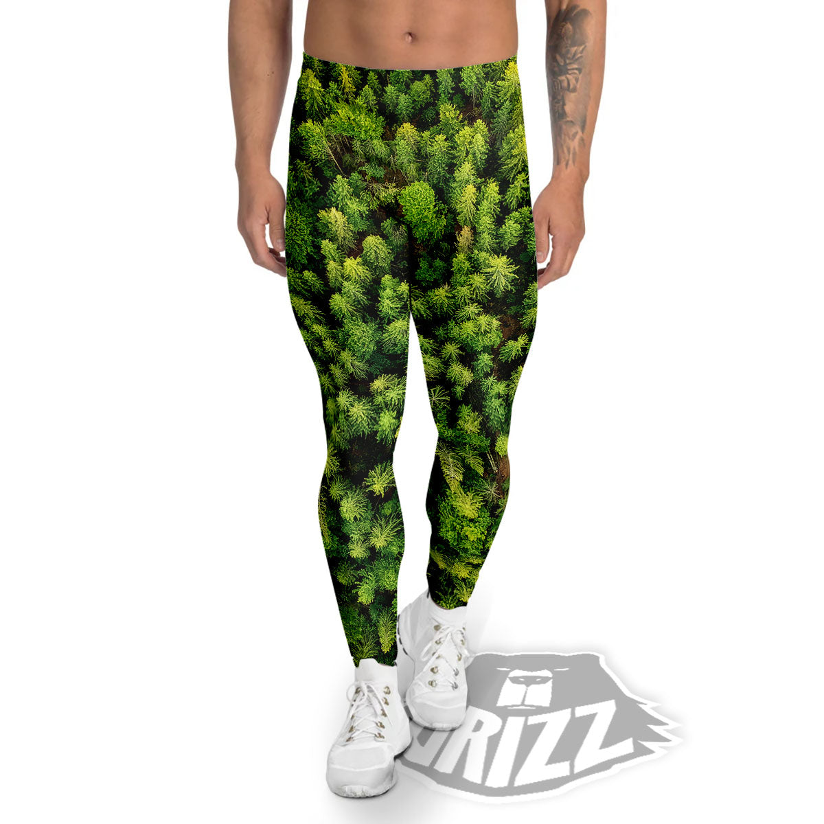 Green Pine Summer Forest Print Men's Leggings-grizzshop