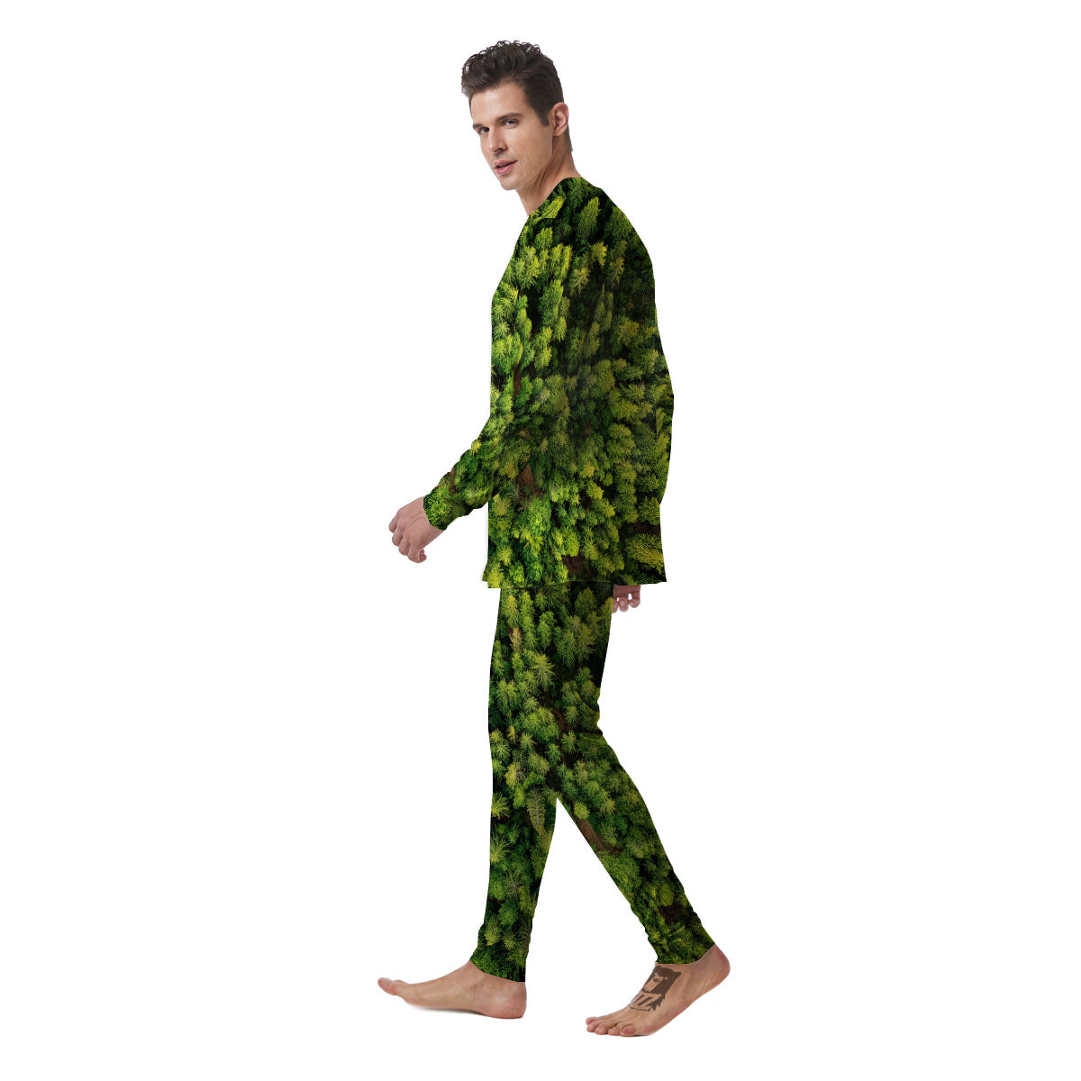 Green Pine Summer Forest Print Men's Pajamas-grizzshop