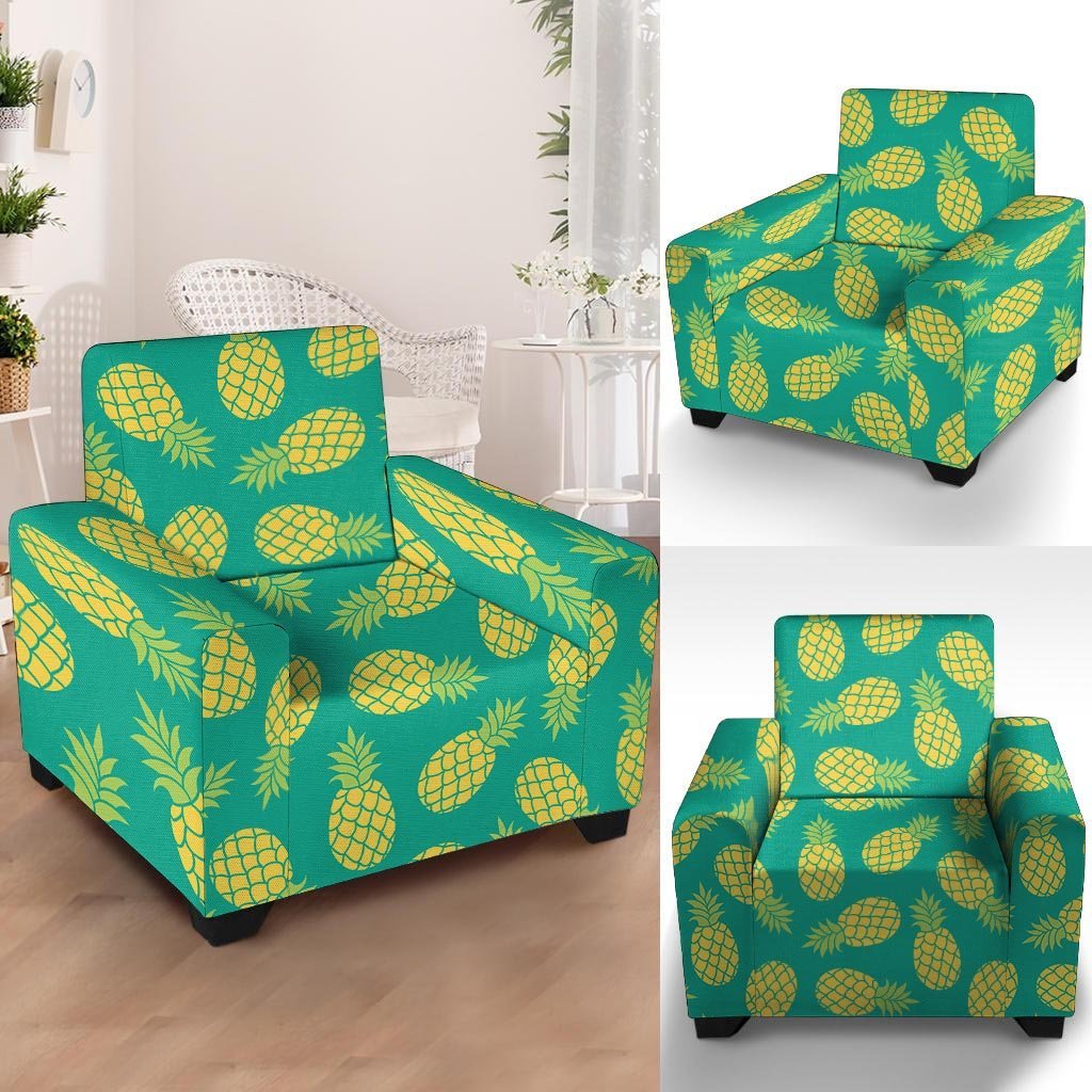 Green Pineapple Print Armchair Cover-grizzshop