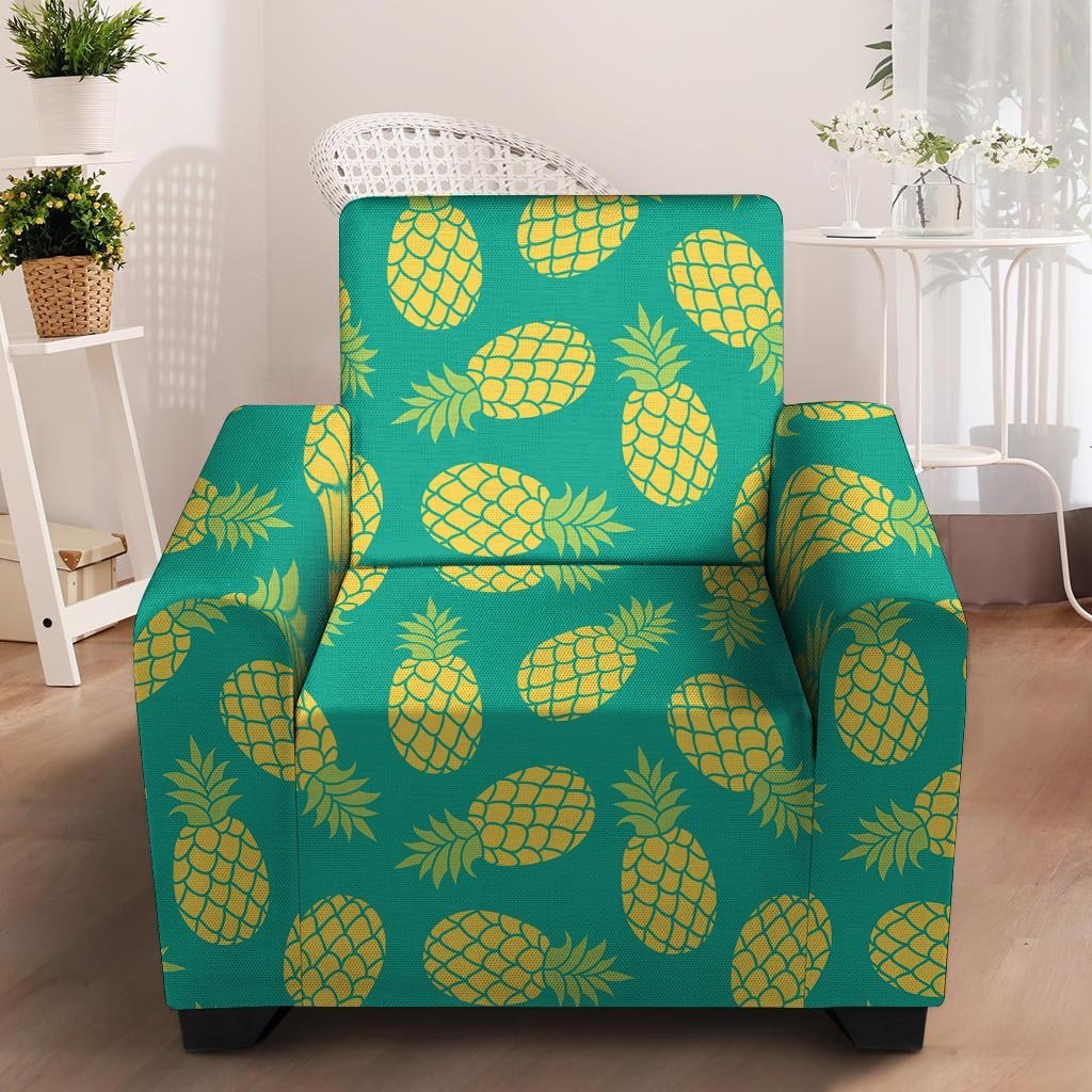 Green Pineapple Print Armchair Cover-grizzshop