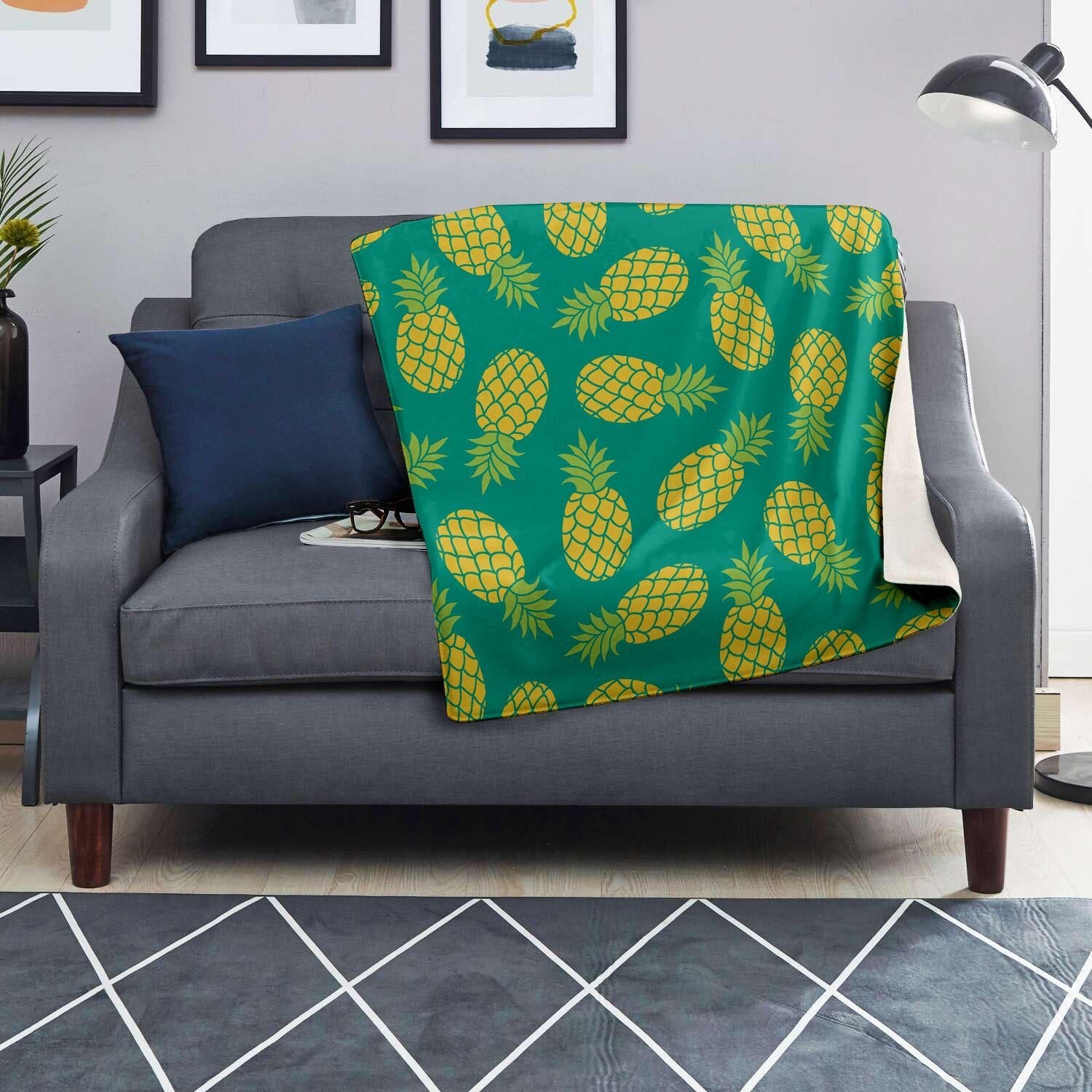 Green Pineapple Print Blanket-grizzshop