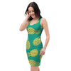 Green Pineapple Print Bodycon Dress-grizzshop