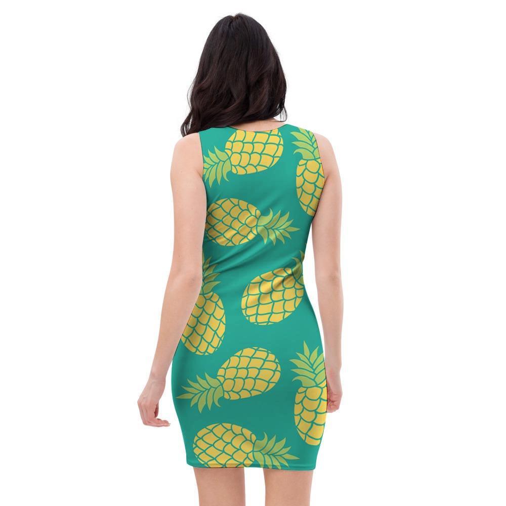 Green Pineapple Print Bodycon Dress-grizzshop