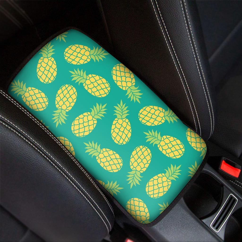 Green Pineapple Print Car Console Cover-grizzshop