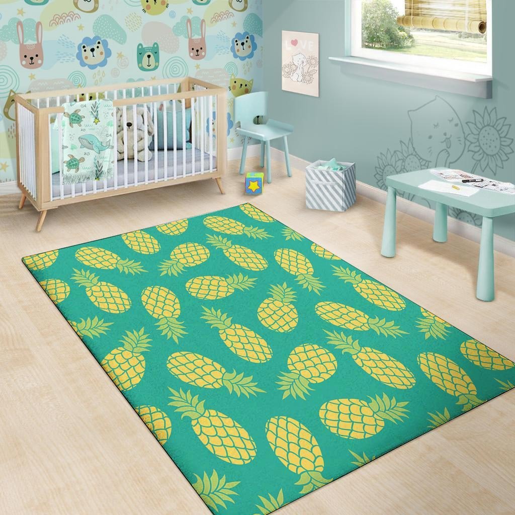 Green Pineapple Print Floor Mat-grizzshop