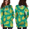 Green Pineapple Print Hoodie Dress-grizzshop