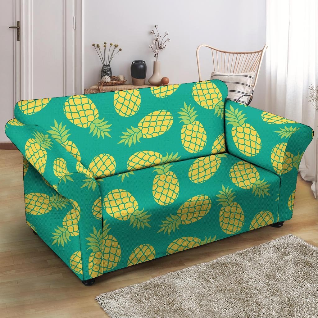 Green Pineapple Print Loveseat Cover-grizzshop