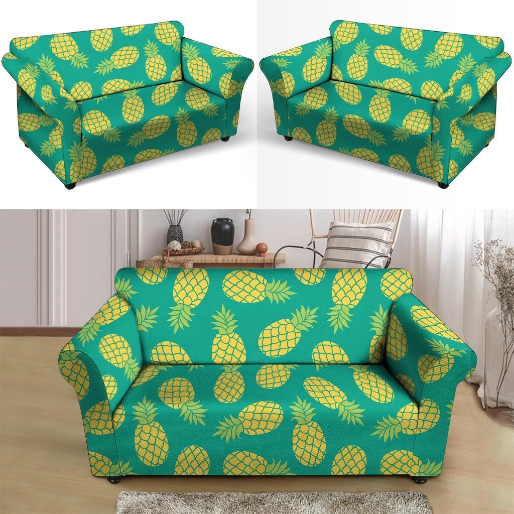 Green Pineapple Print Loveseat Cover-grizzshop